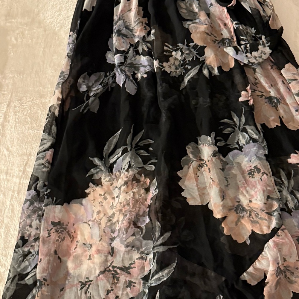 Band of Gypsies Black and Pink Floral Maxi Dress